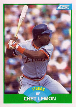 #44 Chet Lemon - Detroit Tigers - 1989 Score Baseball