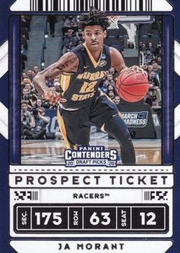 #44 Ja Morant - Murray State Racers - 2020 Panini Contenders Draft Picks Basketball