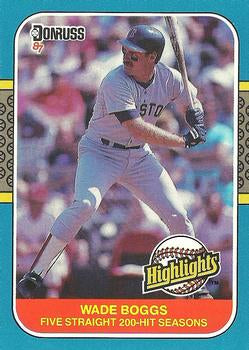 #44 Wade Boggs - Boston Red Sox - 1987 Donruss Highlights Baseball
