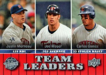 #450 Justin Morneau / Joe Mauer / Carlos Gomez - Minnesota Twins - 2009 Upper Deck Baseball