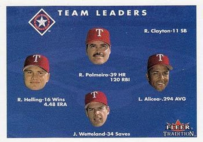 #450 Rafael Palmeiro / Luis Alicea / John Wetteland / Rick Helling - Texas Rangers - 2001 Fleer Tradition Baseball