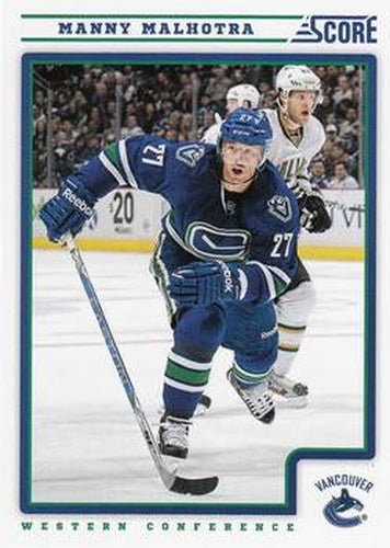 #452 Manny Malhotra - Vancouver Canucks - 2012-13 Score Hockey