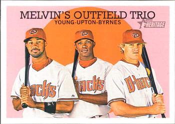 #452 Melvin's Outfield Trio Chris Young / Justin Upton / Eric Byrnes - Arizona Diamondbacks - 2008 Topps Heritage Baseball