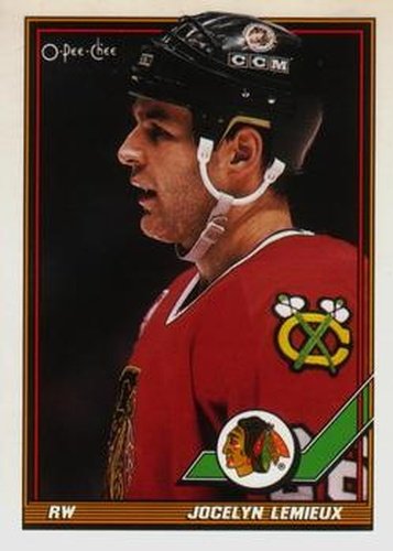 #453 Jocelyn Lemieux - Chicago Blackhawks - 1991-92 O-Pee-Chee Hockey