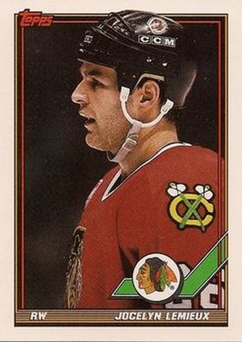 #453 Jocelyn Lemieux - Chicago Blackhawks - 1991-92 Topps Hockey