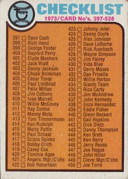 #453 Checklist: 397-528 - - 1973 Topps Baseball