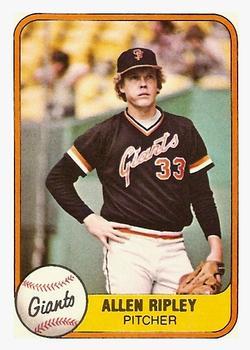 #454 Allen Ripley - San Francisco Giants - 1981 Fleer Baseball