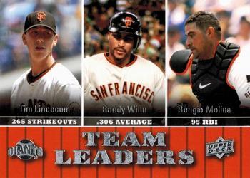 #454 Tim Lincecum / Randy Winn / Bengie Molina - San Francisco Giants - 2009 Upper Deck Baseball