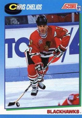 #455 Chris Chelios - Chicago Blackhawks - 1991-92 Score Canadian Hockey