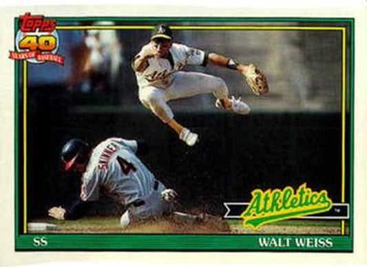 #455 Walt Weiss - Oakland Athletics - 1991 Topps Baseball