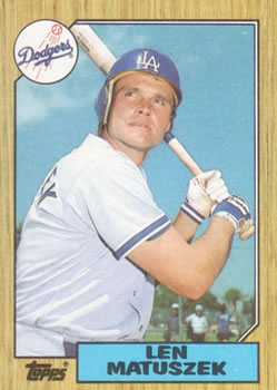 #457 Len Matuszek - Los Angeles Dodgers - 1987 Topps Baseball