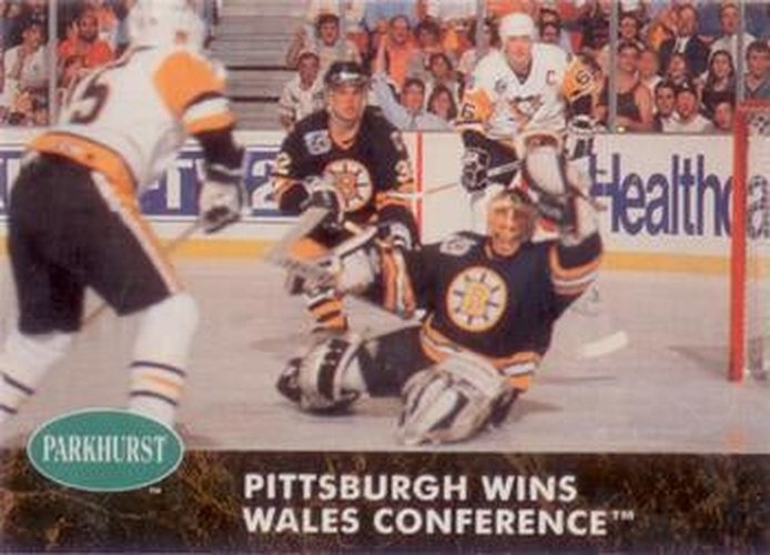 #459 Pittsburgh Wins Wales Conference - Pittsburgh Penguins / Boston Bruins - 1991-92 Parkhurst Hockey