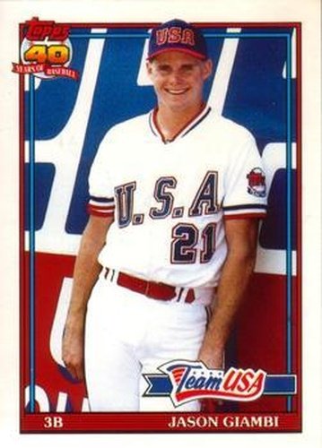 #45T Jason Giambi - USA - 1991 Topps Traded Baseball