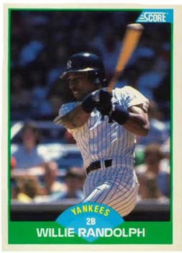 #45 Willie Randolph - New York Yankees - 1989 Score Baseball