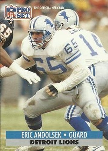 #145 Eric Andolsek - Detroit Lions - 1991 Pro Set Football