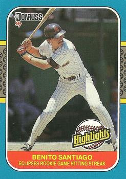 #45 Benito Santiago - San Diego Padres - 1987 Donruss Highlights Baseball