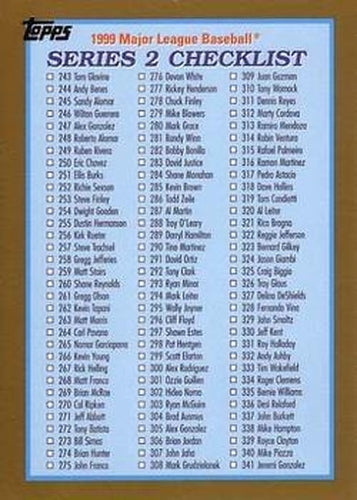 #462 Series 2 Checklist: 243-428 - - 1999 Topps Baseball