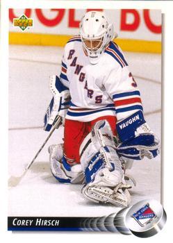 #463 Corey Hirsch - New York Rangers - 1992-93 Upper Deck Hockey