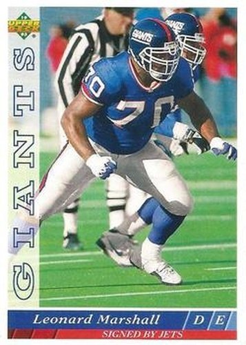 #466 Leonard Marshall - New York Jets - 1993 Upper Deck Football