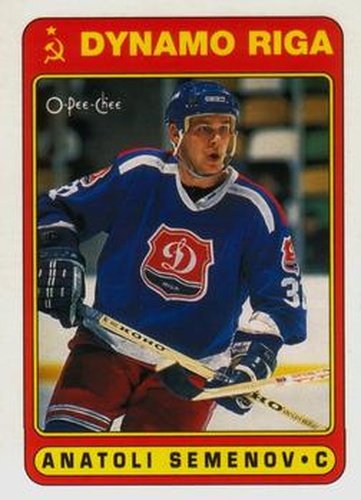 #468 Anatoli Semenov - Dinamo Riga - 1990-91 O-Pee-Chee Hockey