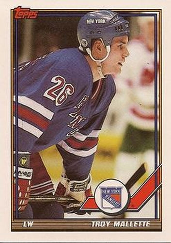 #474 Troy Mallette - New York Rangers - 1991-92 Topps Hockey