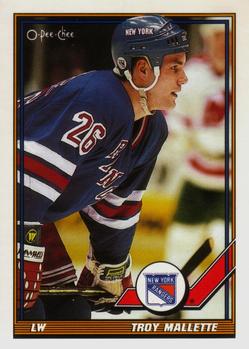 #474 Troy Mallette - New York Rangers - 1991-92 O-Pee-Chee Hockey