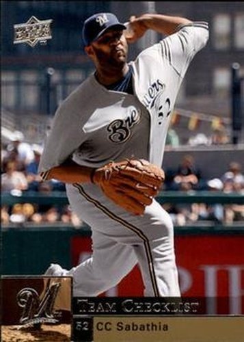#476 CC Sabathia - Milwaukee Brewers - 2009 Upper Deck Baseball