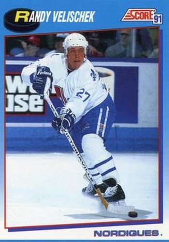 #477 Randy Velischek - Quebec Nordiques - 1991-92 Score Canadian Bilingual Hockey