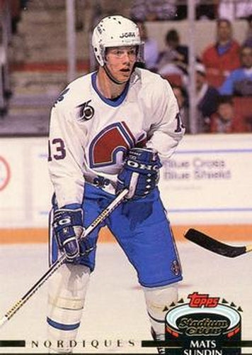 #478 Mats Sundin - Quebec Nordiques - 1992-93 Stadium Club Hockey