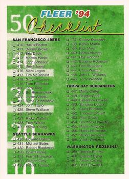 #479 Checklist: 410-480, Pro-Visions, All-Pros - 1994 Fleer Football