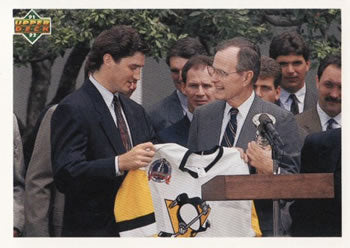 #47 Mario Lemieux / George Bush - Pittsburgh Penguins - 1991-92 Upper Deck Hockey