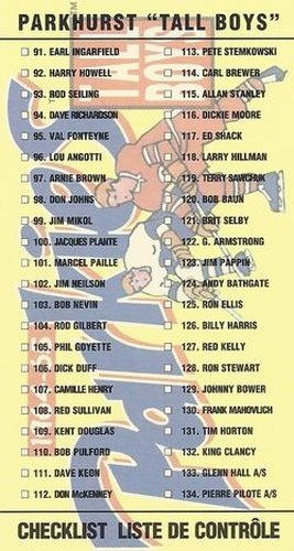 #180 Checklist - 1994-95 Parkhurst Tall Boys 1964-65 Hockey