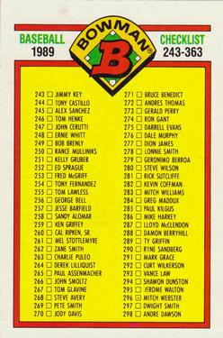 #483 Checklist: 243-363 - 1989 Bowman Baseball