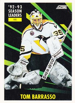 #483 Tom Barrasso - Pittsburgh Penguins - 1993-94 Score Canadian Hockey