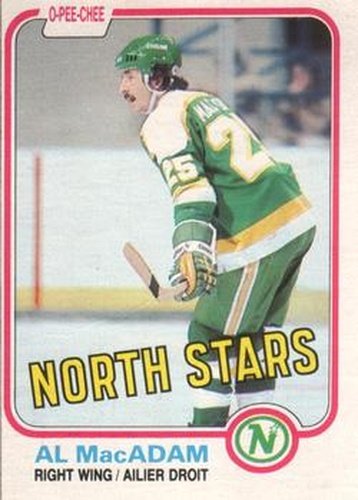 #163 Al MacAdam - Minnesota North Stars - 1981-82 O-Pee-Chee Hockey