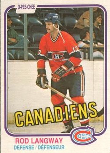 #186 Rod Langway - Montreal Canadiens - 1981-82 O-Pee-Chee Hockey