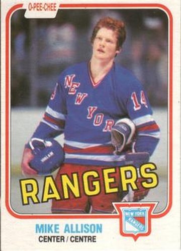 #221 Mike Allison - New York Rangers - 1981-82 O-Pee-Chee Hockey