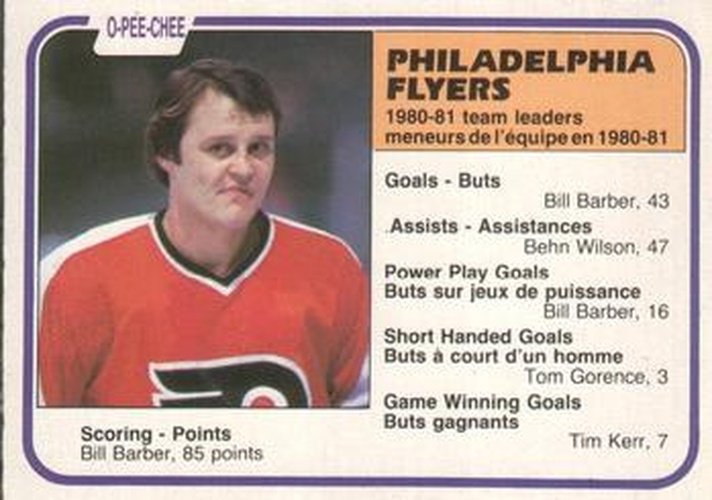 #253 Bill Barber - Philadelphia Flyers - 1981-82 O-Pee-Chee Hockey