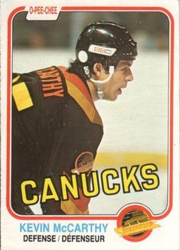 #341 Kevin McCarthy - Vancouver Canucks - 1981-82 O-Pee-Chee Hockey