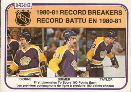 #391 Dave Taylor / Marcel Dionne / Charlie Simmer - Los Angeles Kings - 1981-82 O-Pee-Chee Hockey
