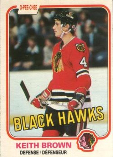 #55 Keith Brown - Chicago Blackhawks - 1981-82 O-Pee-Chee Hockey
