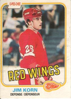 #91 Jim Korn - Detroit Red Wings - 1981-82 O-Pee-Chee Hockey