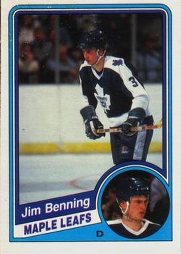 #296 Jim Benning - Toronto Maple Leafs - 1984-85 O-Pee-Chee Hockey