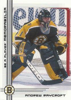 #485 Andrew Raycroft - Boston Bruins - 2000-01 Be a Player Memorabilia Hockey