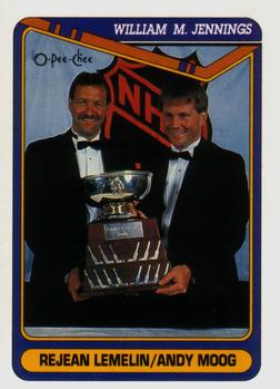 #486 Rejean Lemelin / Andy Moog - Boston Bruins - 1990-91 O-Pee-Chee Hockey