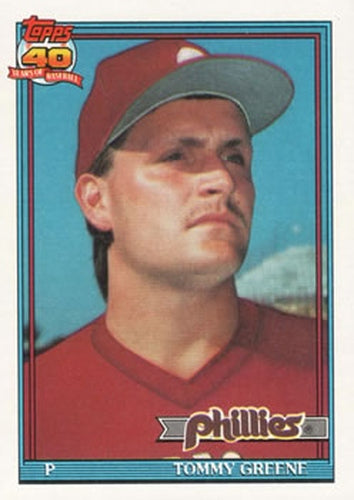#486 Tommy Greene - Philadelphia Phillies - 1991 Topps Baseball