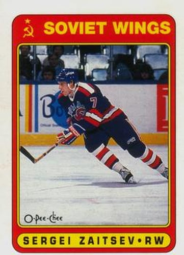 #487 Sergei Zaitsev - Soviet Wings - 1990-91 O-Pee-Chee Hockey