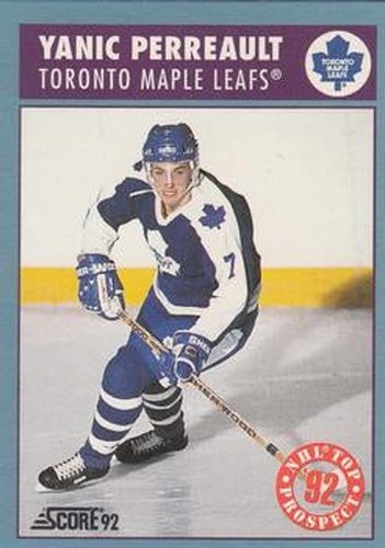 #487 Yanic Perreault - Toronto Maple Leafs - 1992-93 Score Canadian Hockey