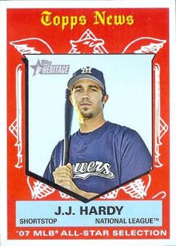 #487 J.J. Hardy - Milwaukee Brewers - 2008 Topps Heritage Baseball