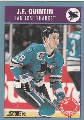 #488 Jean-Francois Quintin - San Jose Sharks - 1992-93 Score Canadian Hockey